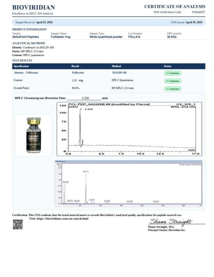 Certificate of Analysis for batch FN-202604-001