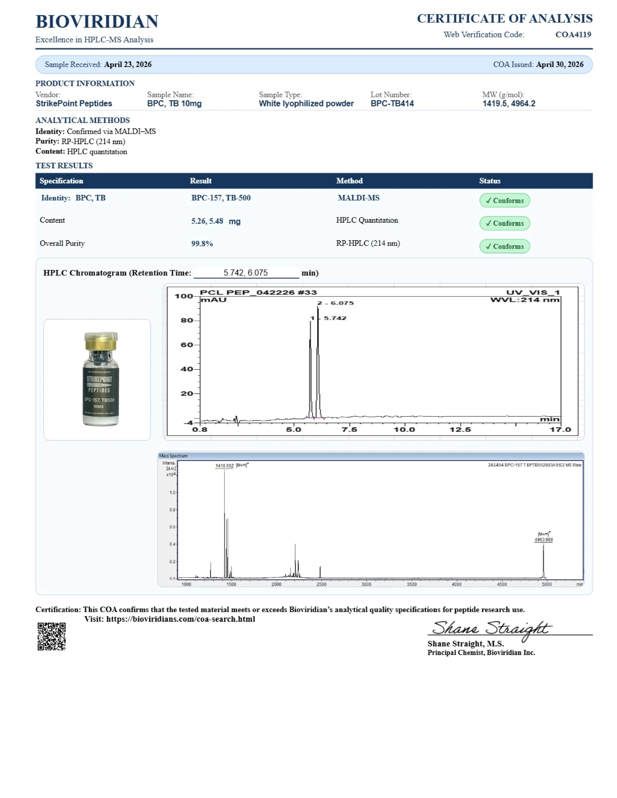BPC-157 / TB-500 Blend COA