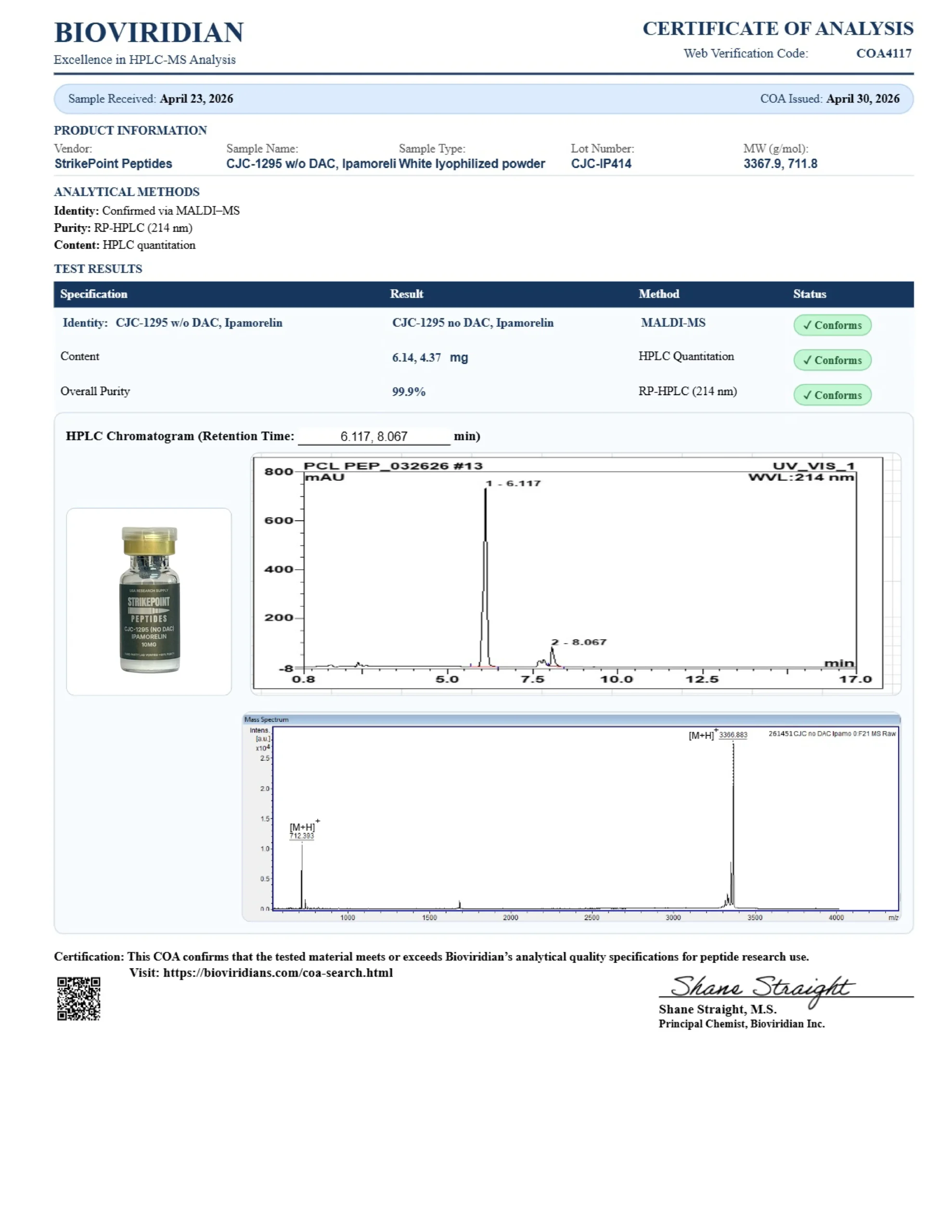 CJC-1295 / Ipamorelin Blend COA