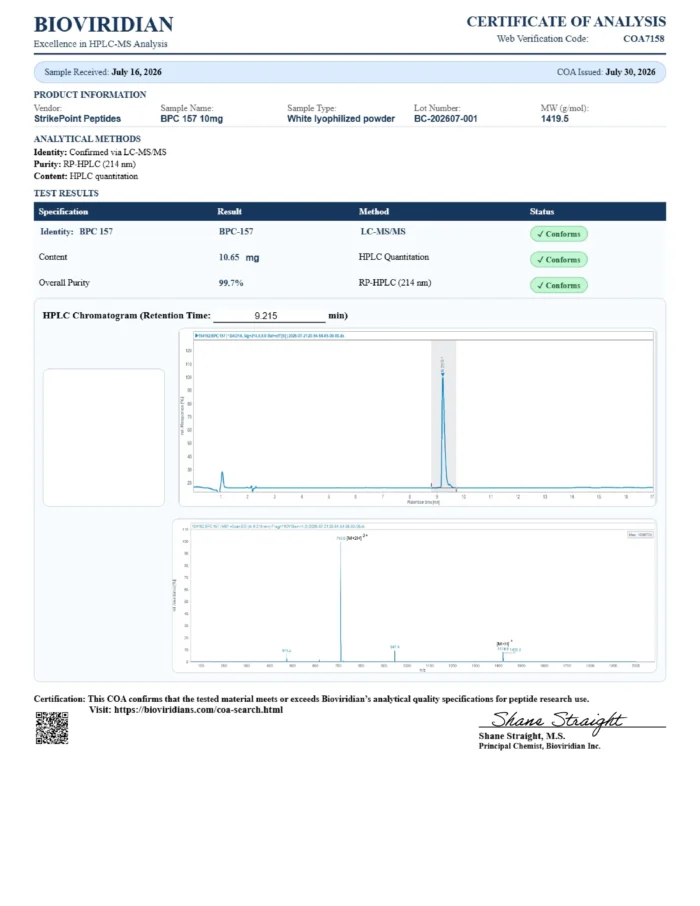 Certificate of Analysis for batch BC-202607-001