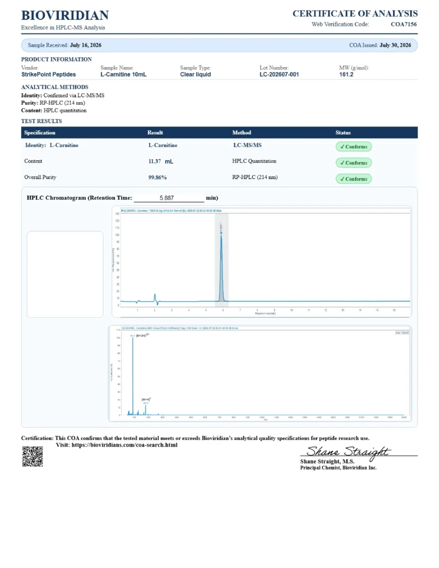 Certificate of Analysis for batch LC-202607-001